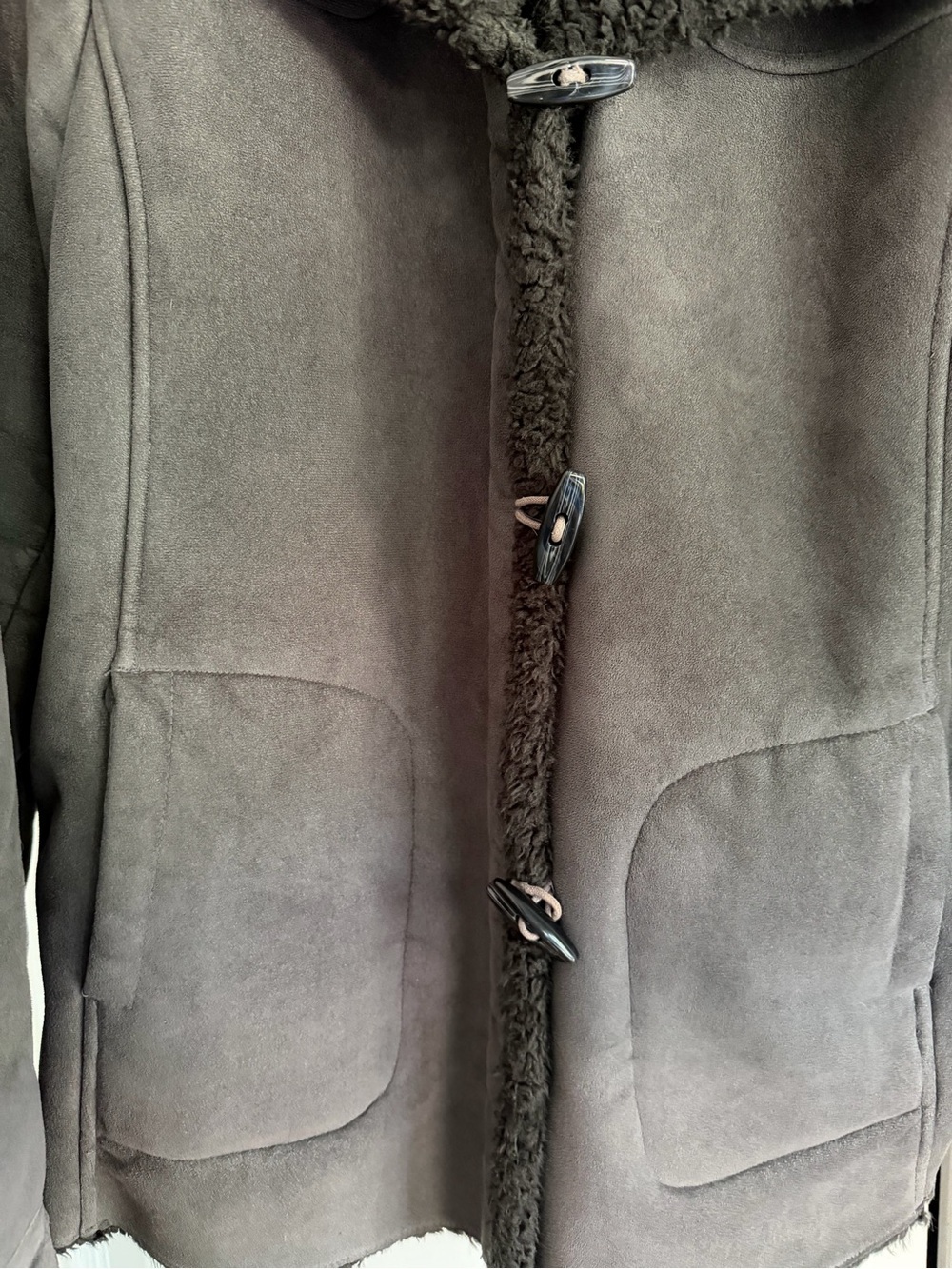 Jones New York Faux Shearling Jacket XL Brown Teddy Coat Minimal Luxe - Picture 10 of 12
